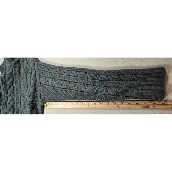Blarney Wool Cable Knit Fisherman Sweater Cardigan Medium Full Zip Moss Green - Picture 10 of 16